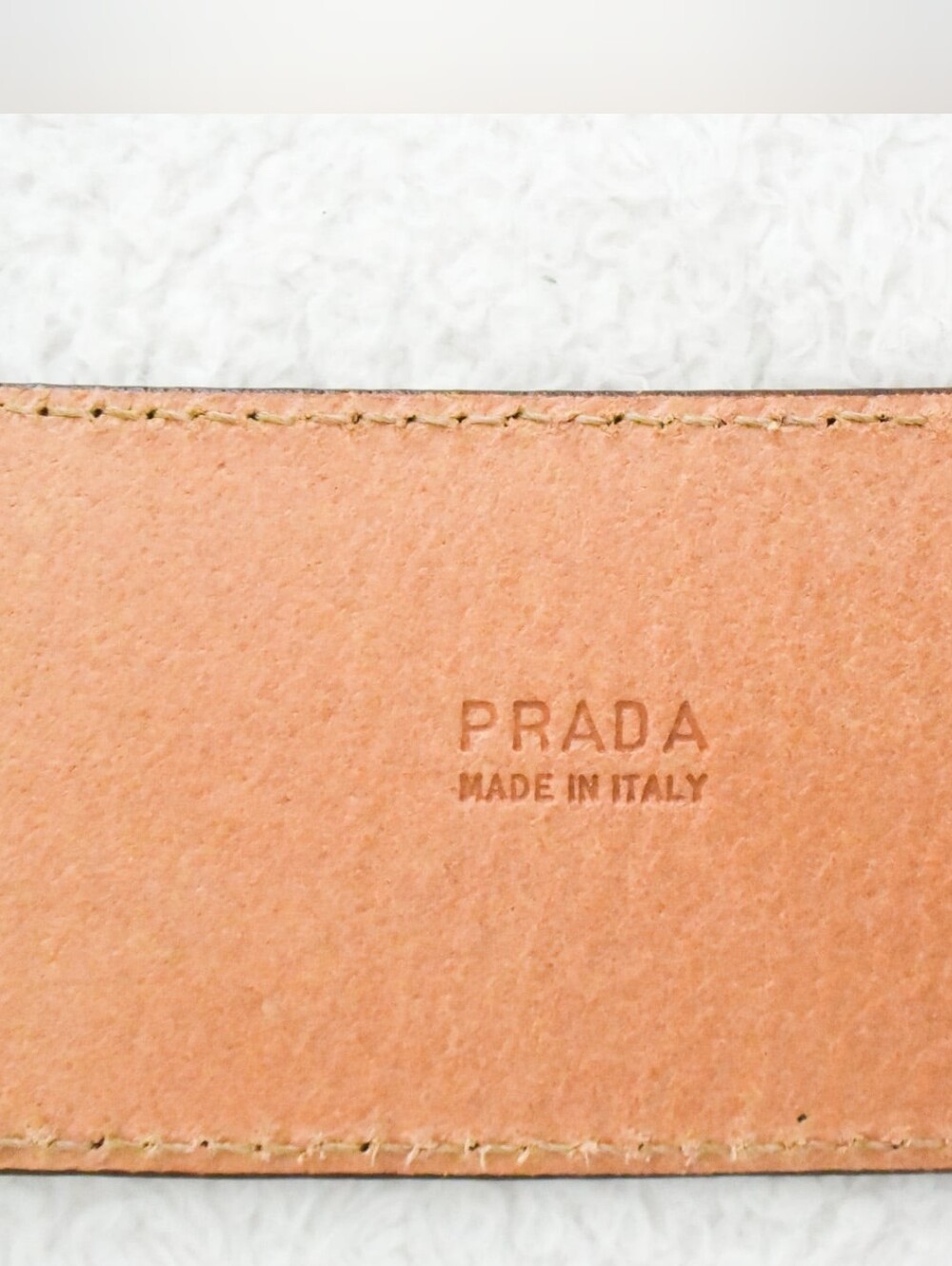 *PRADA* Wide Leather Brown/Tan Stitched Belt, size 30" (75cm). Made in Italy. - Picture 5 of 9